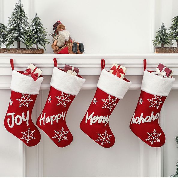 Weihnachtsstrümpfe, Rot, Vliesstoff, Happy Joy Design, Süßigkeiten, Geschenk, Aufbewahrung, Socken, Winter, Zuhause, Kamindekoration