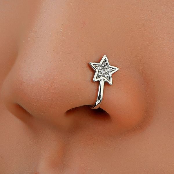 S02553 Пирсивные украшения для женщин Медное циркон поддельный носовой кольцо преувеличенная простой непроцветированный носовой клип