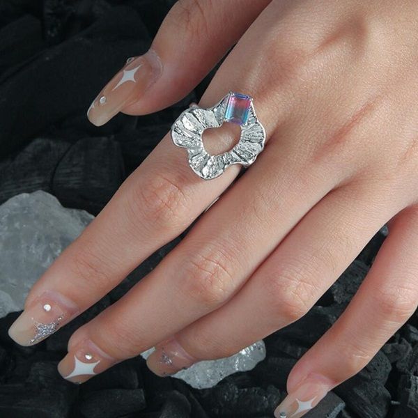 

rings silver jewelry ins fashion ring magic stone gemstone wedding accessories