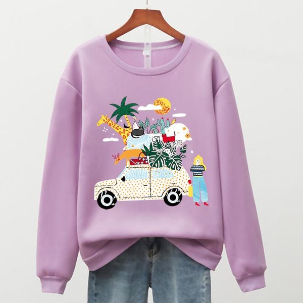 

women's hoodies & sweatshirts animals car brand women fleece lady streetwear sweatshirt female white black winter warm hoodie outerwear