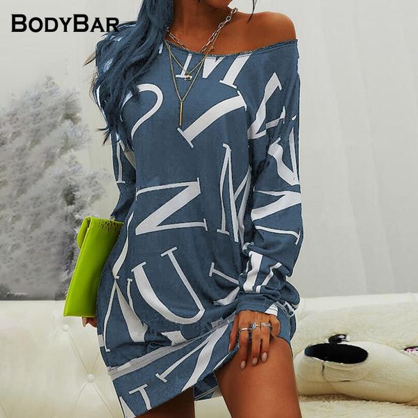 

casual dresses letter print round neck dress women plus size long sleeve spring mini ins style loose ladies oversize 3xl, Black;gray
