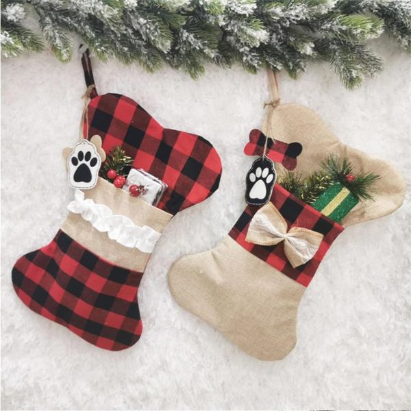 

classic christmas stockings dog bone lattice fish shape sock xmas ornament