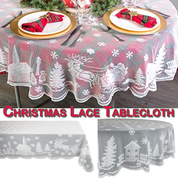 

table cloth lace tablecloth rectangular elk christmas snowflake pattern cover round festival party home decor supplies