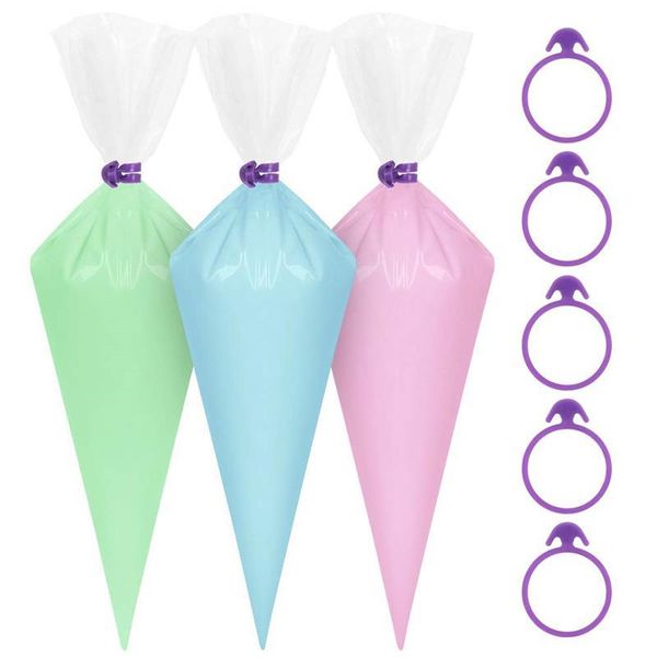

loaded silicone retaining ring pastry bags cable tie sealing 10 decorative flower bag cake tools baking &