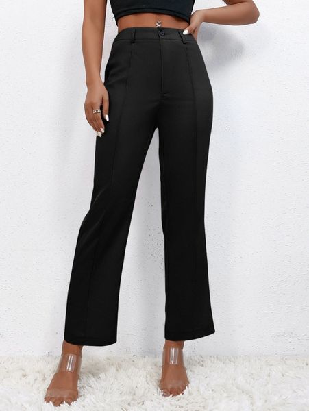 

petite seam detail flare leg pants w7fw#, Black;white