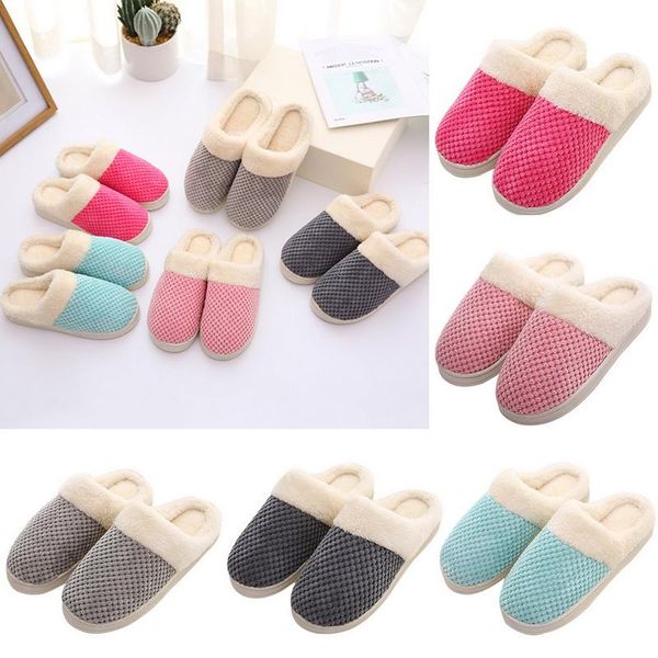 

slippers shujin women winter home cartoon cat shoes non-slip soft warm house indoor bedroom lovers couples floor, Black