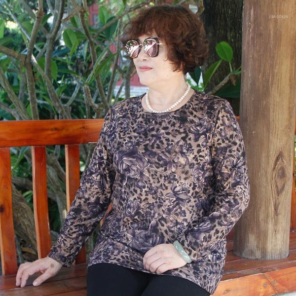 

plus size t-shirt elegant korean office woman tshirts full sleeve loose vintage print womens 5xl-7xl t shirt for women fashion h546, Black