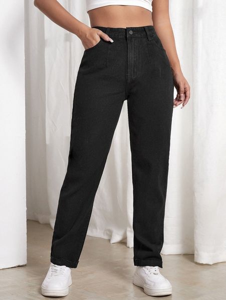 

high waist mom fit jeans o9n5#, Blue