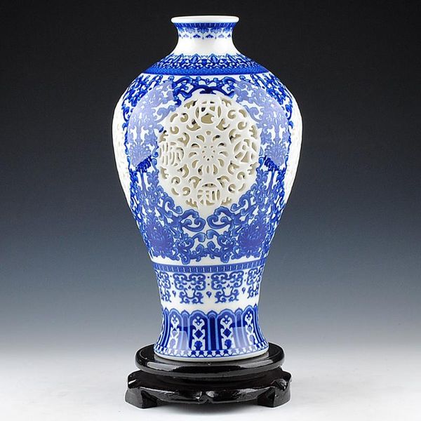 

vases jingdezhen ceramics porcelain vase carved eggshell beauty bottle of modern living room decoration home furnishing