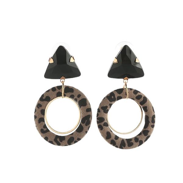 

anklets 2 pairs retro leopard round earrings exaggerated stylish ear drop personalized rings, Red;blue