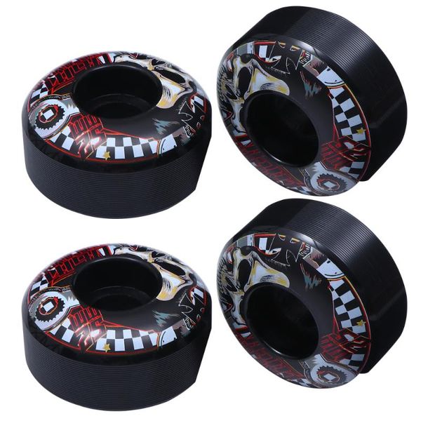 

4pcs skull pattern skatboard wheel high hardness pu hub assorted color skateboarding