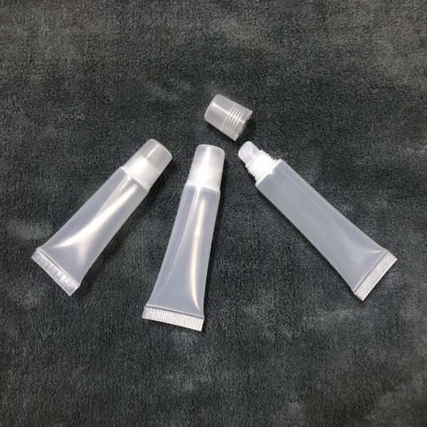 8 10 15 ML Tubi vuoti per lucidalabbra, Tubo trasparente per lucidalabbra, Mini tubi morbidi in plastica, Contenitori per lucidalabbra Tubi cosmetici vuoti spremuti con coperchi a vite