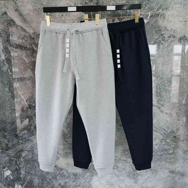 

2021 fashion luxury brand tb sweatpants men loose pure cotton casual sports trousers tracksuit bottoms mens jogger track pants, Black