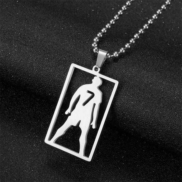 

pendant necklaces wawfrok stainless steel mens necklace silver color football superstar cr-7 for men chain length 60cm pendants