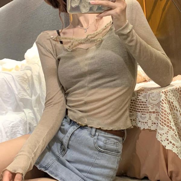 

women's blouses & shirts hzirip french 2021 summer v-neck lace bow solid chiffon shirt long sleeve sim loose chic skinny fashion casual, White