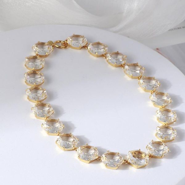 

chokers necklace clavicle chain inlaid resin banquet style ladies, Golden;silver