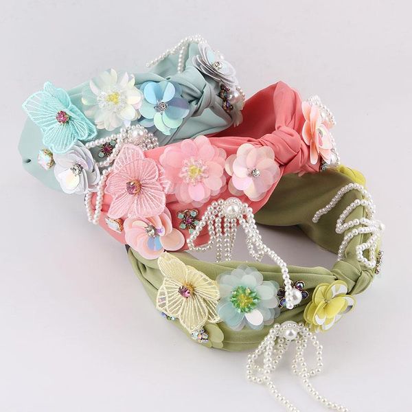 

hair clips & barrettes sequined pearl tassel headband fashion temperament fabric inlaid with color rhinestones sequins, pearls accessories 9, Golden;silver