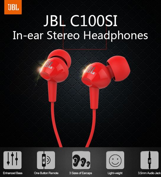 

jbl c100si stereo wired headphones deep bass music sports 3.5mm headset in-ear earbuds with mic