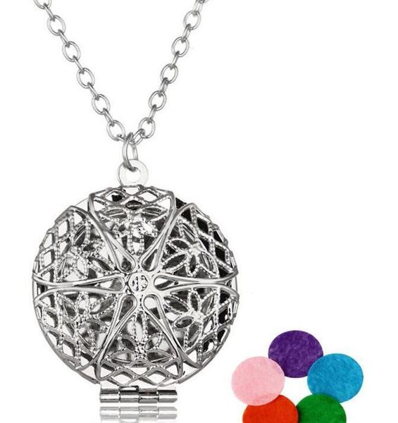 

premium aromatherapy essential oil diffuser necklace locket pendant antique silver perfume locket 60cm chains jewelry with