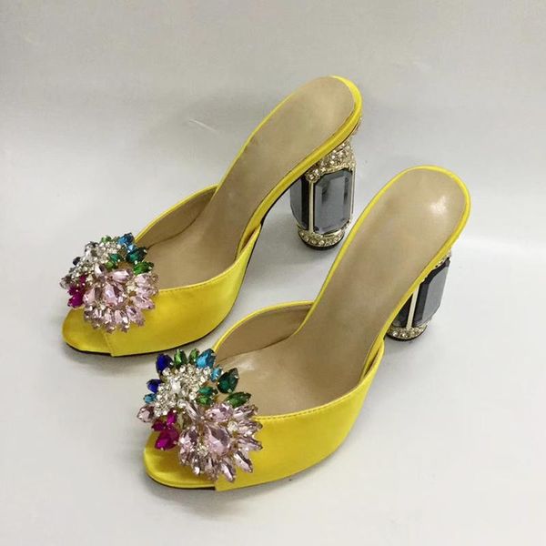 

slippers prowow 2021 fashion women's shoes rhinestone gem, Black