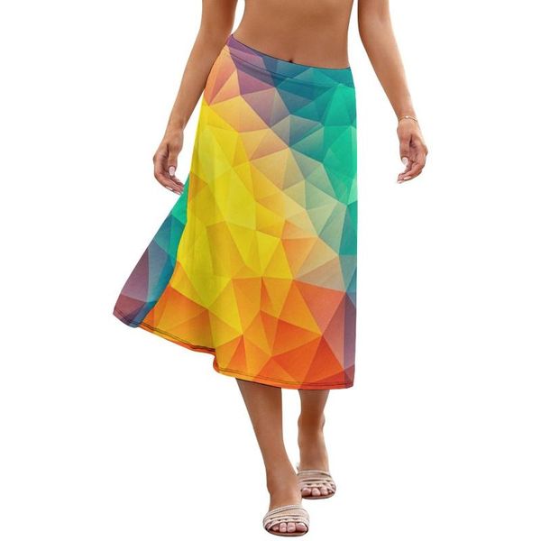 

skirts rainbow skirt date pretty woman polyester pattern midi, Black