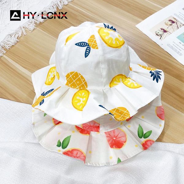 

summer baby outdoor sports cotton breathable big brim sun fisherman hat boy girl cute cartoon print caps & hats, Yellow