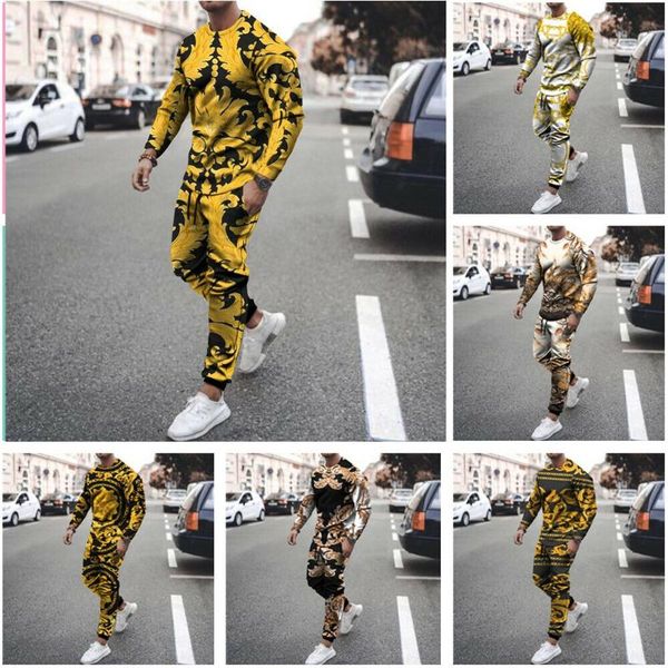 

men's tracksuits mens outfit 2-piece casual long sleeve t shirts and pants sweatsuit sweater sweatshirt set, Gray