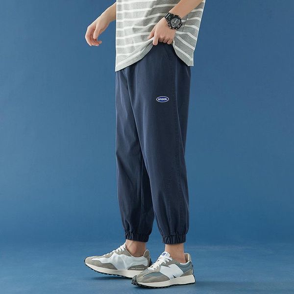 

men's jeans 2021 summer loose casual fat plus slim harem capris fashion, Blue