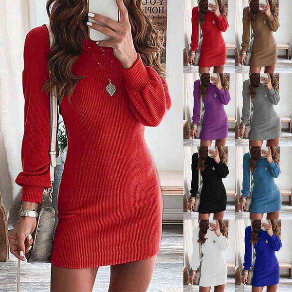 

streetwear backless strap solid dresses autumn 2022 new long sleeve o-neck skinny pullovers mini dress for women female clothing y1204, Black;gray