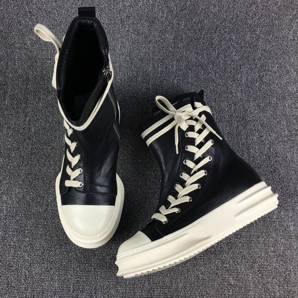 

fashion casual boots men 2021 autumn winter comforable thick outsole men's shoes genuine leather man boot, Black