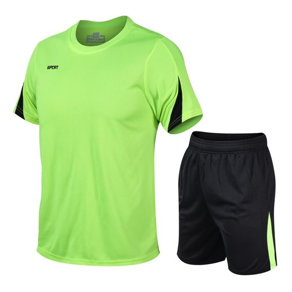 

men sports sets summer sportswear fashion run fitness quick drying short sleeve t shirt shorts men 2 piece set -5xl 210722, Gray