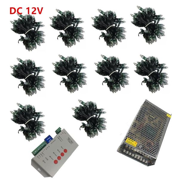 

500pcs ws2811 led pixel modules dc12v 12mm ip67 rgb input digital full color + t1000s controller +power adapter