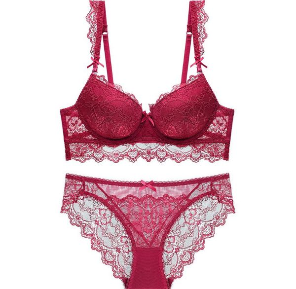 

bra set 28846 mixed batch gathering women's lace underwear girl suit, Red;black