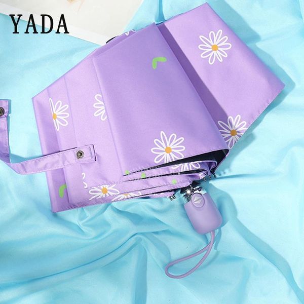

umbrellas yada purple flower automatic umbrella clear folding large sun for women anti-uv lovely rain windproof yd262