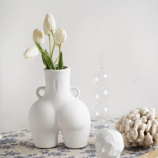 

vases nordic home ceramic flowerpot creative body art vase gardening hydroponic decorative ornaments style 2021