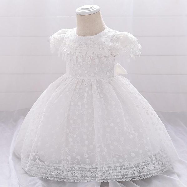 

girl's dresses 2021 european and american baby full moon wash dress lace white birthday girl cute, Red;yellow