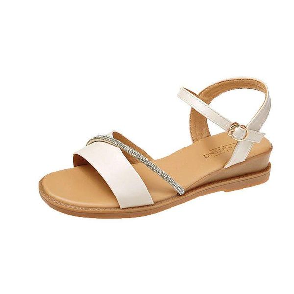 

summer women's sandals fashion simple vamp ribbon rhinestone decoration elegant, Black
