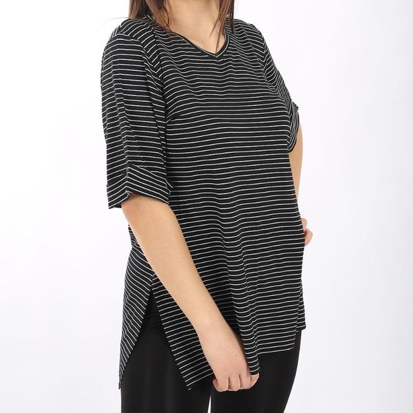 

spring women zebra striped tshirt long sleeve v-neck t-shirts casual oversized t shirt black oversize cotton 2021 fashion women's t-sh, White