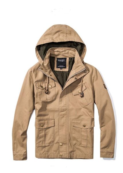 

men's jackets aboorun hooded multi pockets cargo jacket military tough guy large size 6xl outdoor, Black;brown