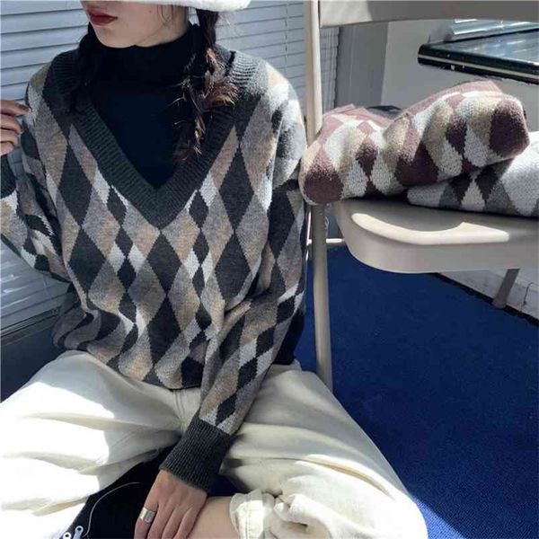 

knitted pullover jumper autumn winter v-neck pullovers casual sweaters women shirt long sleeve short slim sweater girls 210427, White;black