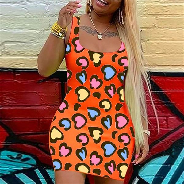 

women's swimwear 2021 summer casual bodycon colorful heart print t-shirt dresses beach square collar slim fit dress vestido mujer, White;black