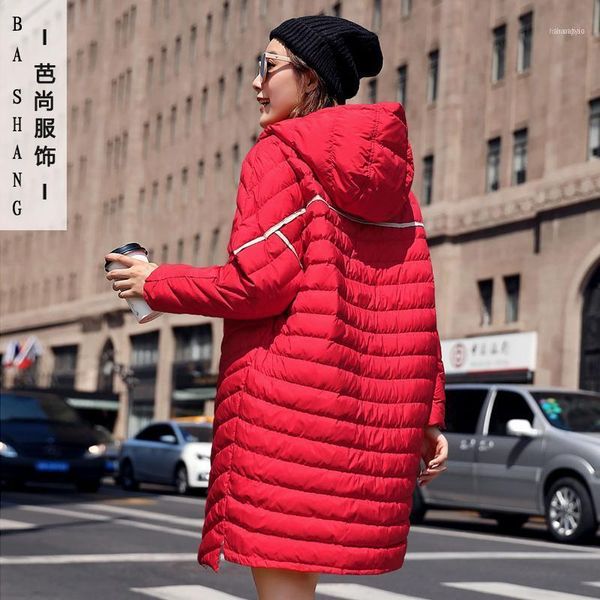 

women's down & parkas fashion thin coat women long jacket 2021 winter loose female hooded casual white duck an4541, Black