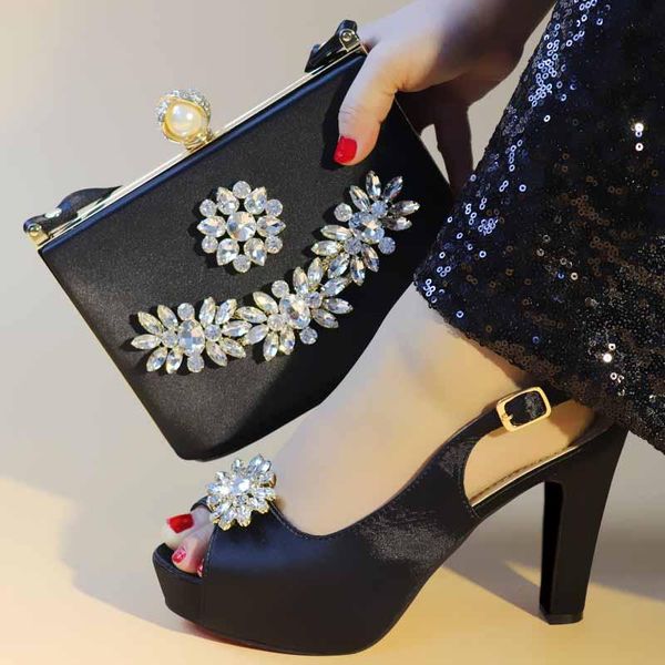 

dress shoes 2021 est african and bag matching set with crystal black selling women italian for party wedding