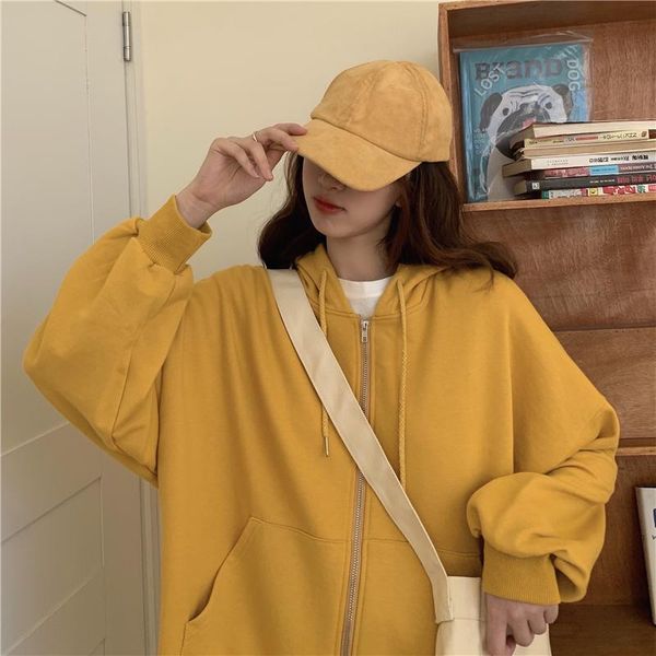 

women's jackets 2021 spring brown hoodies sweatshirts hoodie pocket jacket clothing femme hooded zipper korean, Black;brown