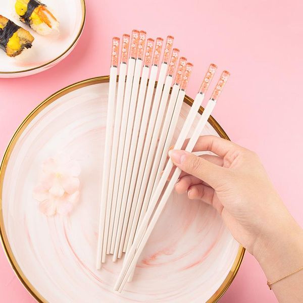 

chopsticks japanese style sakura chopstick wooden high temperature resistant non-slip stick sushi tableware kitchen dinnerware supplie