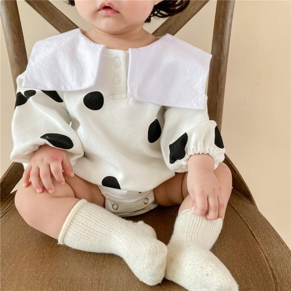 

rompers baby bodysuit navy collar girls clothes toddlers long sleeve cotton outfits overalls spring autumn cartoon dot jumpsuit infant, Blue