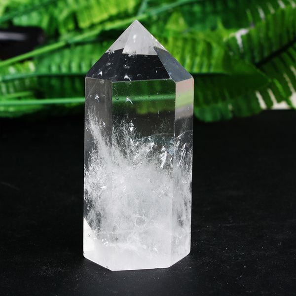 Colonna di cristallo naturale grande prisma esagonale bianco corto spesso ornamento energia pietra regalo smagnetizzazione Feng Shui