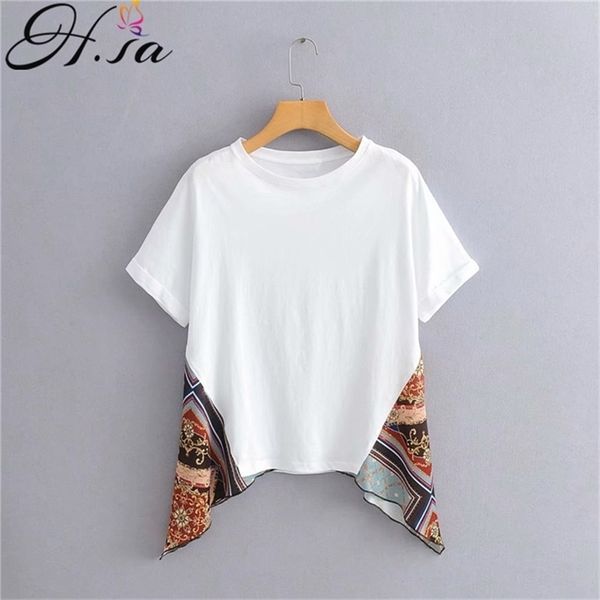 

o-neck short sleeve tide summer chic women casual cotton blouse classics party shirts ladies spliced knitted 210430, White