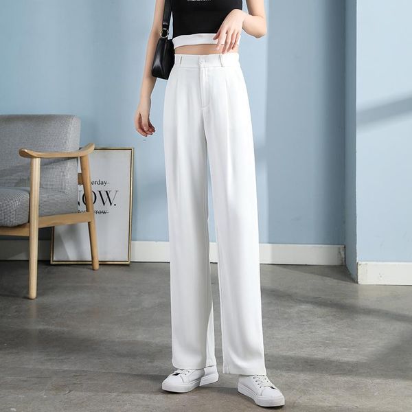 

women's jeans summer dress 2021 women's small high waist drooping suit loose straight wide leg mop pants woman, Blue