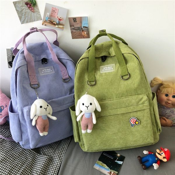 

corduroy women's backpack kawaii school backpacks waterproof university bags bookbags for teenage girls daypack women